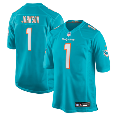 Miami Dolphins Chris Johnson Nike Aqua 2026 NFL Draft First Round Pick No. 27 Team Game Jersey