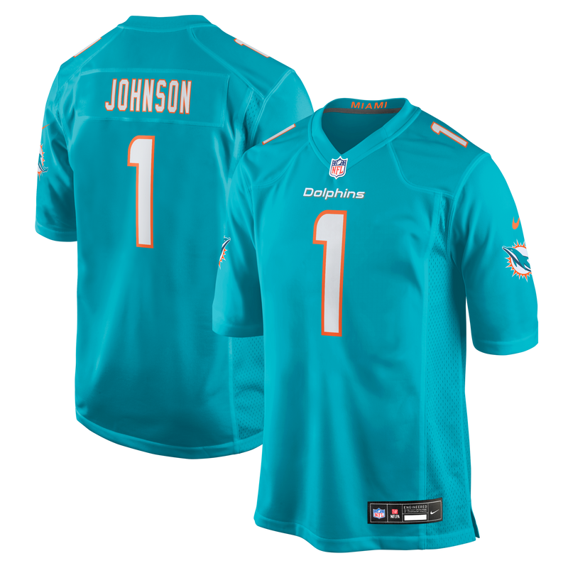 Miami Dolphins Chris Johnson Nike Aqua 2026 NFL Draft First Round Pick No. 27 Team Game Jersey