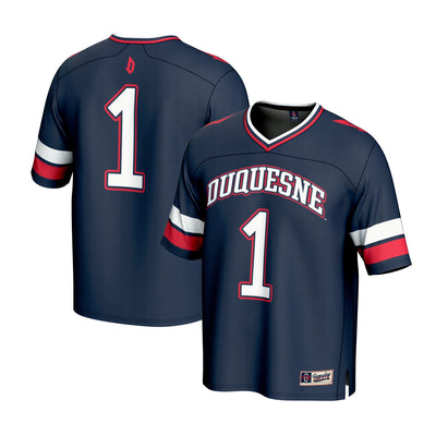 #1 Duquesne Dukes GameDay Greats Lightweight Collegiate Football Fashion Jersey - Navy