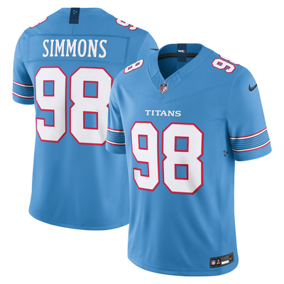 Tennessee Titans Jeffery Simmons Nike Light Blue Team Vapor F.U.S.E. Stitched Limited Jersey