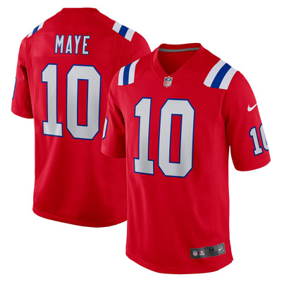 New England Patriots Drake Maye Nike Red Player Game Jersey