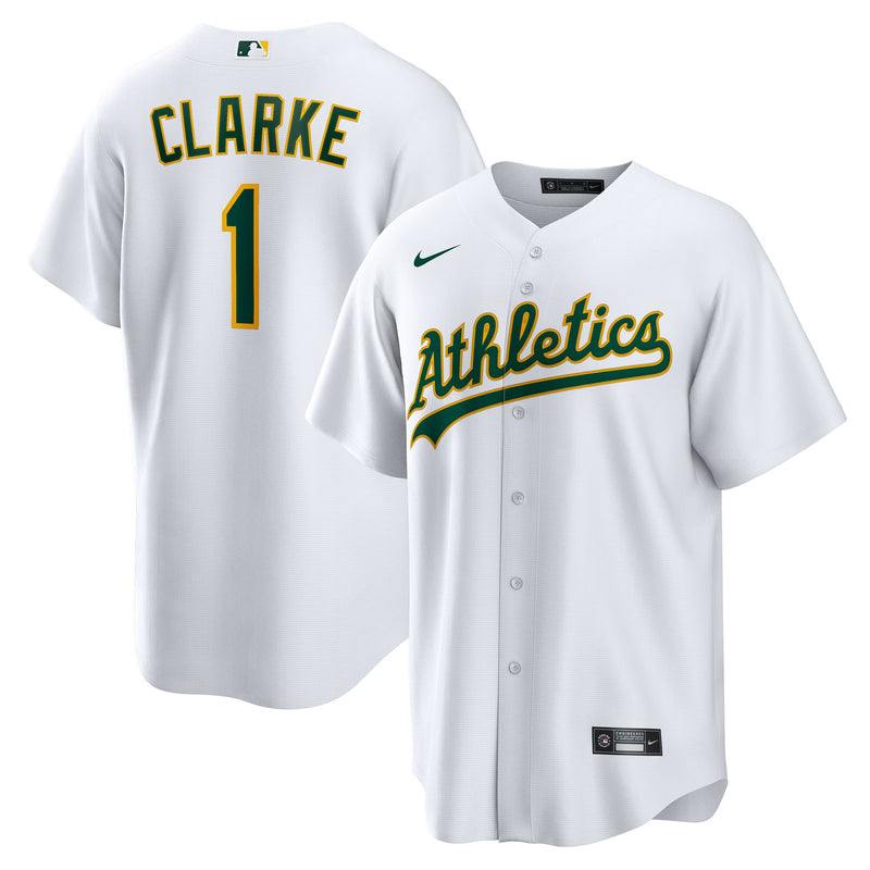 Athletics Denzel Clarke Nike White Home Replica Jersey