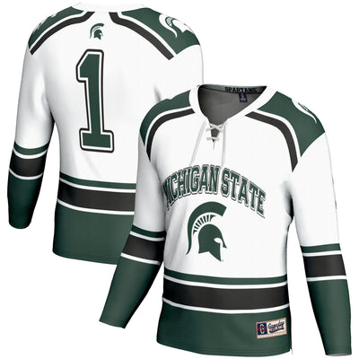 #1 Michigan State Spartans GameDay Greats Hockey Jersey - White