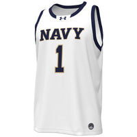 Under Armour White Navy Midshipmen #1 Replica Basketball Jersey