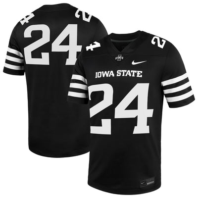 Nike #24 Black Iowa State Cyclones Alternate Game Jersey
