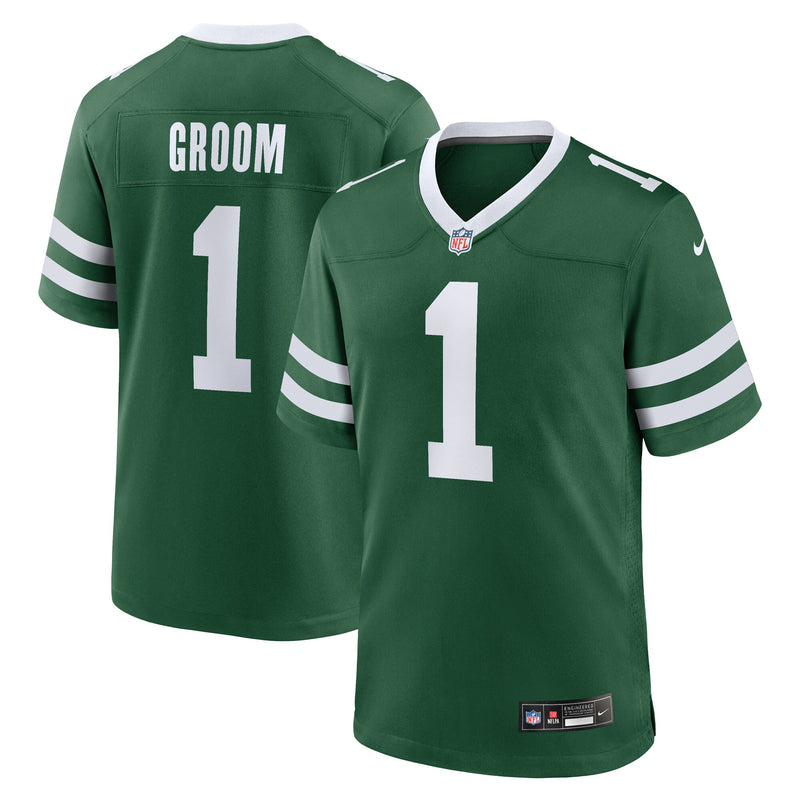 New York Jets Number 1 Groom Nike Legacy Green Game Jersey
