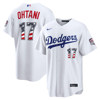Fourth of July Los Angeles Dodgers Shohei Ohtani Nike White USA 250 Stadium Jersey