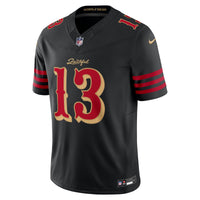San Francisco 49ers Brock Purdy Nike Black 2025 Rivalries Collection Stitched Limited Jersey