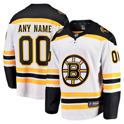 Boston Bruins Fanatics White Away Breakaway Custom Jersey