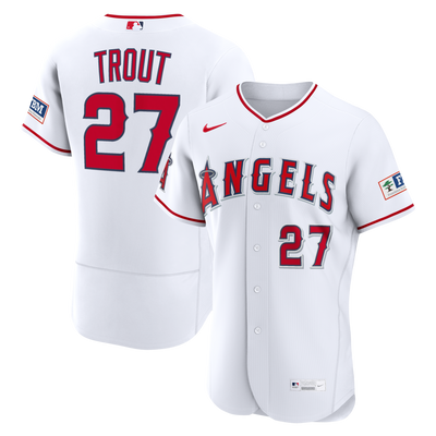 Los Angeles Angels Mike Trout Nike White Home Authentic Sponsor Patch Jersey