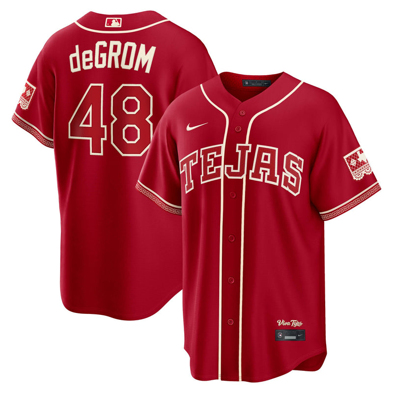 Texas Rangers Jacob deGrom Nike Red 2026 City Connect Stadium Jersey