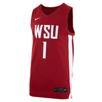 Nike #1 Crimson Washington State Cougars Logo Replica Basketball Jersey