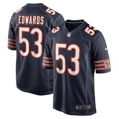 Chicago Bears TJ Edwards Nike Navy Game Player Jersey