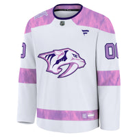 Nashville Predators Fanatics White 2024 Hockey Fights Cancer Custom Practice Jersey