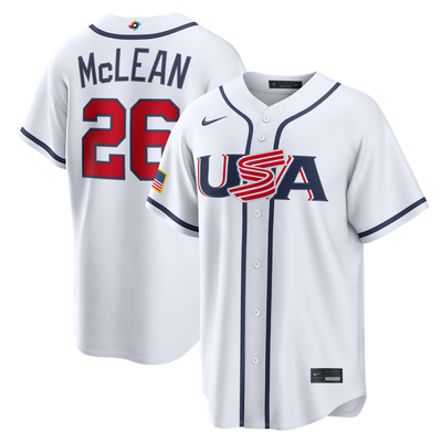 USA Baseball Nolan McLean Nike White 2026 World Baseball Classic Home Stadium Jersey