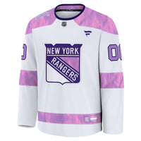 New York Rangers Fanatics White 2024 Hockey Fights Cancer Custom Practice Jersey