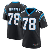 Carolina Panthers Popo Aumavae Nike Black Team Game Jersey