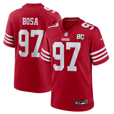 San Francisco 49ers Nick Bosa Nike Scarlet 80th Anniversary Game Jersey