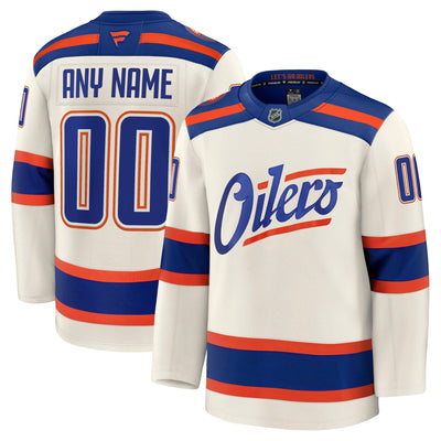 Edmonton Oilers Fanatics Light Beige Alternate Premium Custom Jersey