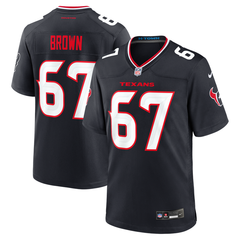 Houston Texans Evan Brown Nike Navy Team Game Jersey