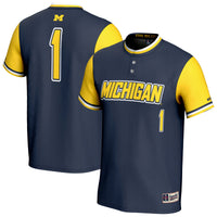 Michigan Wolverines GameDay Greats Lightweight Collegiate Softball Fashion Jersey - Navy