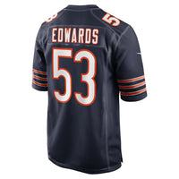 Chicago Bears TJ Edwards Nike Navy Game Player Jersey