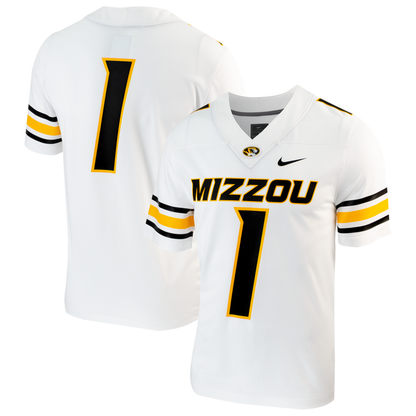 #1 Missouri Tigers Nike Replica Football Jersey - White