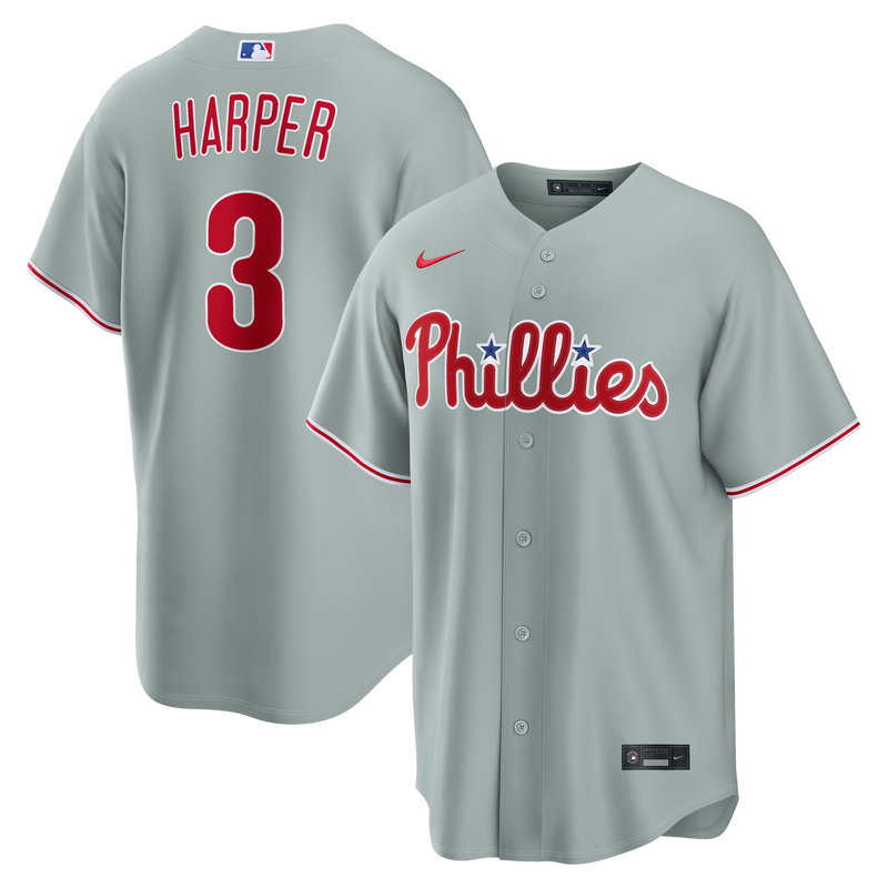 Philadelphia Phillies Bryce Harper Nike Gray Road Replica Jersey