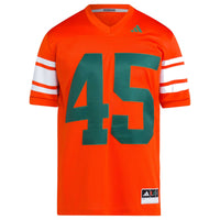 #45 Miami Hurricanes adidas Football Icon Premier Jersey - Orange