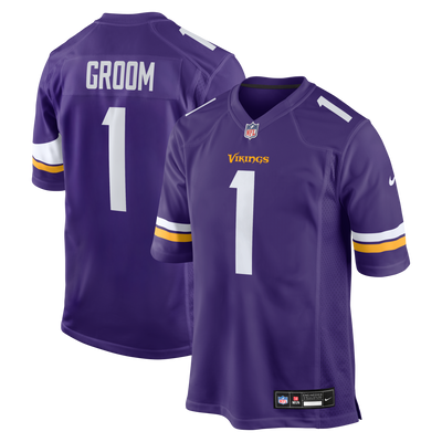Minnesota Vikings Number 1 Groom Nike Purple Game Jersey