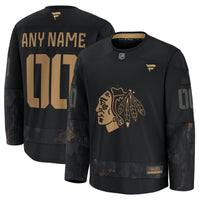 Chicago Blackhawks Fanatics Black 2024 Military Appreciation Custom Practice Jersey