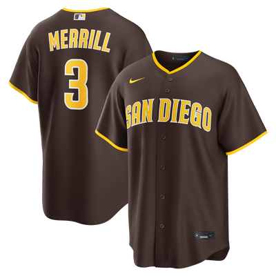San Diego Padres Jackson Merrill Nike Brown Road Replica Jersey