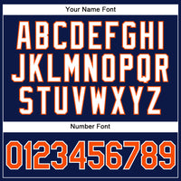 Custom Navy White Pinstripe Orange-White Authentic Baseball Jersey