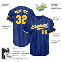 Custom Royal White Pinstripe Gold-White Authentic Baseball Jersey