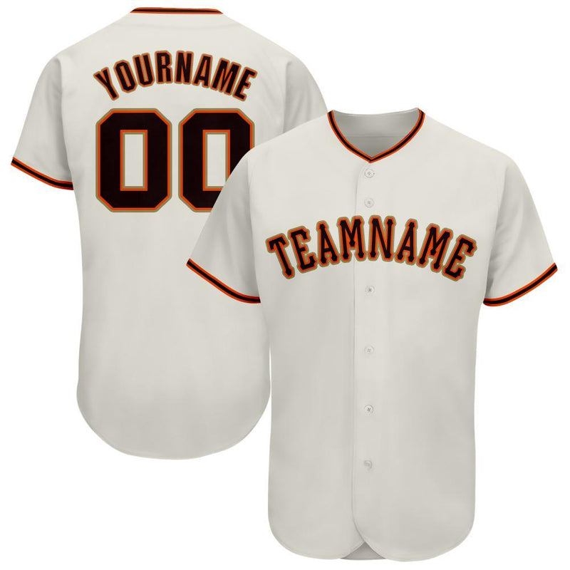 Custom Cream Black Orange-Old Gold Baseball Jersey