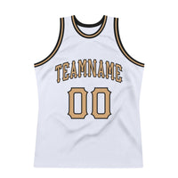 Custom White Old Gold-Black Authentic Throwback Basketball Jersey